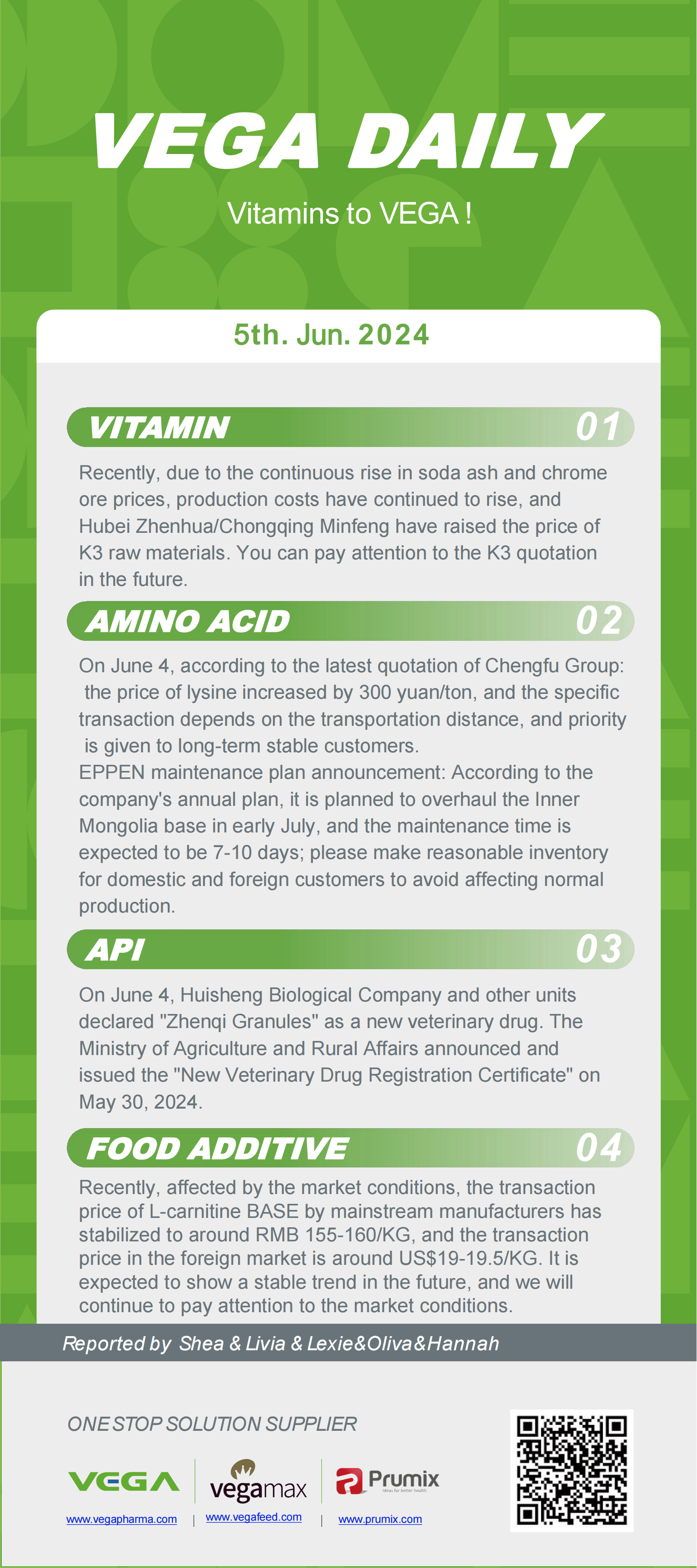 Vega Daily Dated on Jun 5th 2024 Vitamin Amino Acid APl Food Additives.png